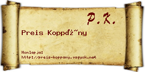 Preis Koppány névjegykártya